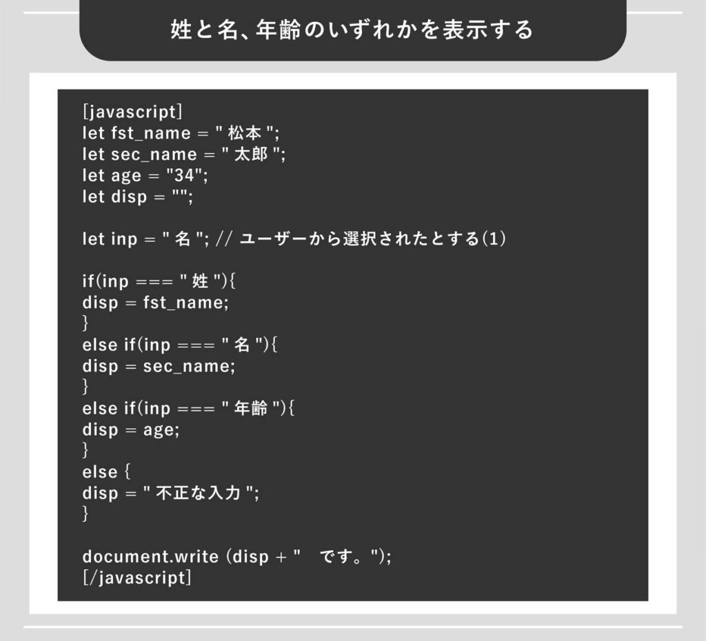 姓と名、年齢のいずれかを表示する