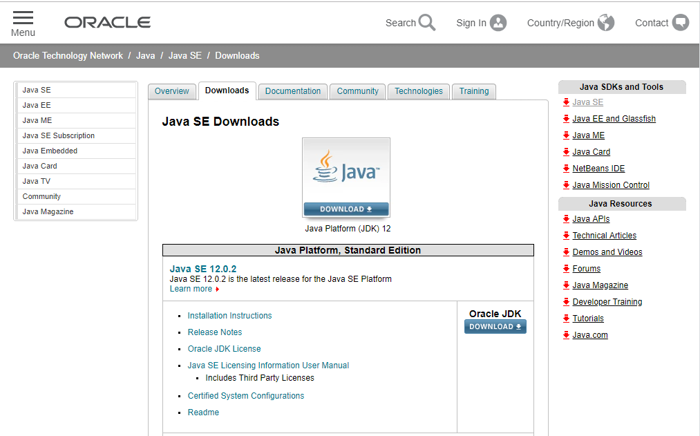Javaのダウンロード