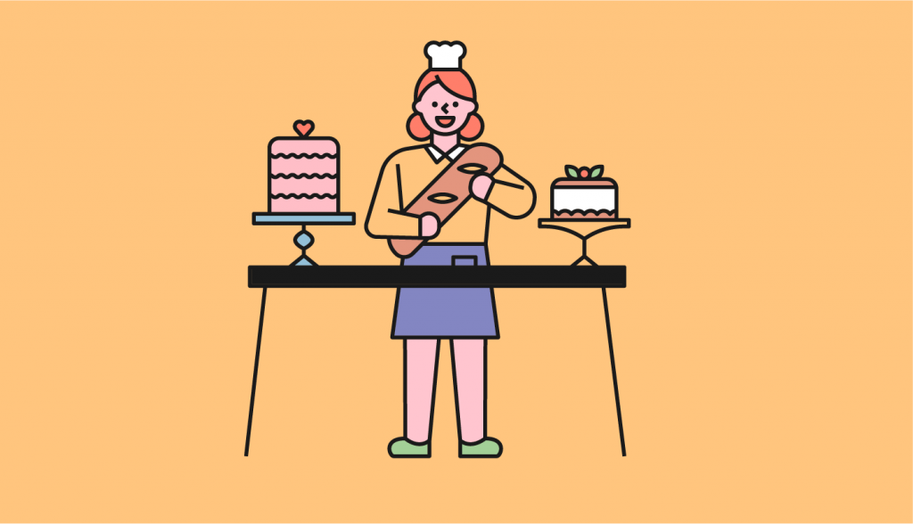 女性がお菓子を作っている画像