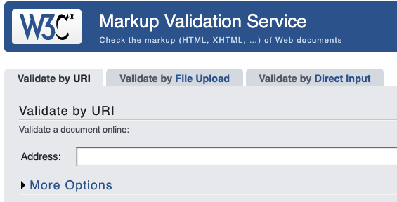 Markup Validation Serviceを表示した時の画像